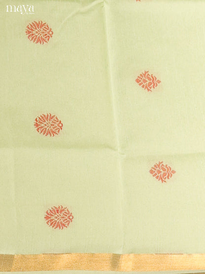 Pista Green & Brick - Semi rawsilk salwar