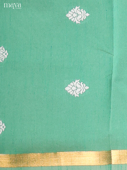 Green & Cream - Semi rawsilk salwar