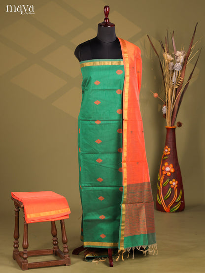 Green & Orange- Semi rawsilk salwar