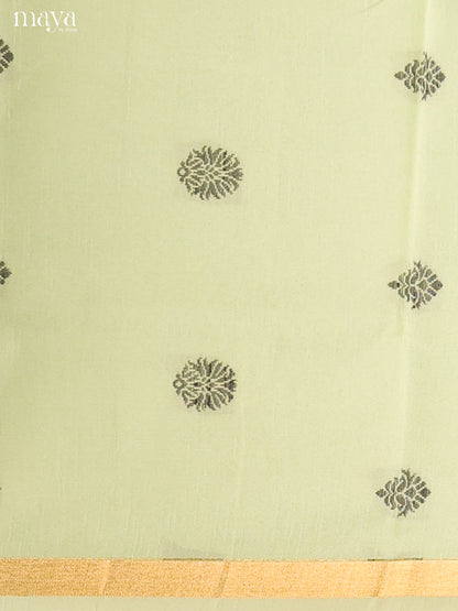 Pista Green & Black - Semi rawsilk salwar