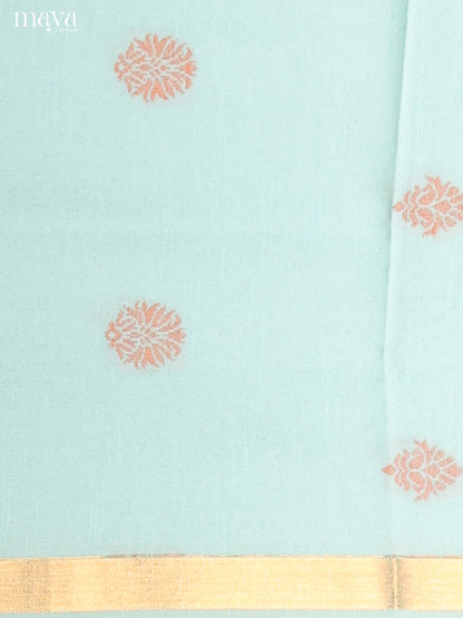 Pastel Blue & Light Brown - Semi rawsilk salwar