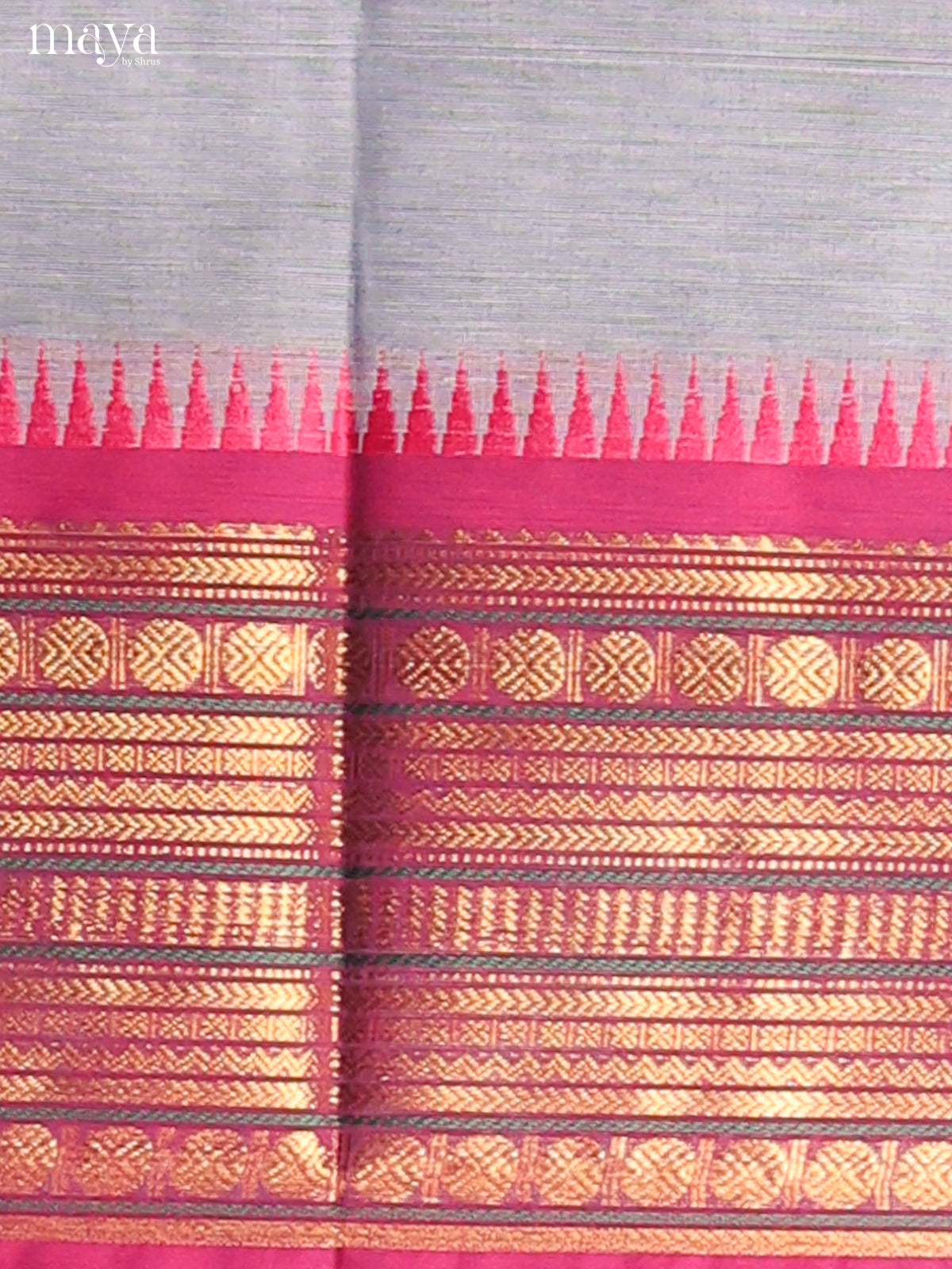 Grey & Majenta - chettinad top & dupatta combo