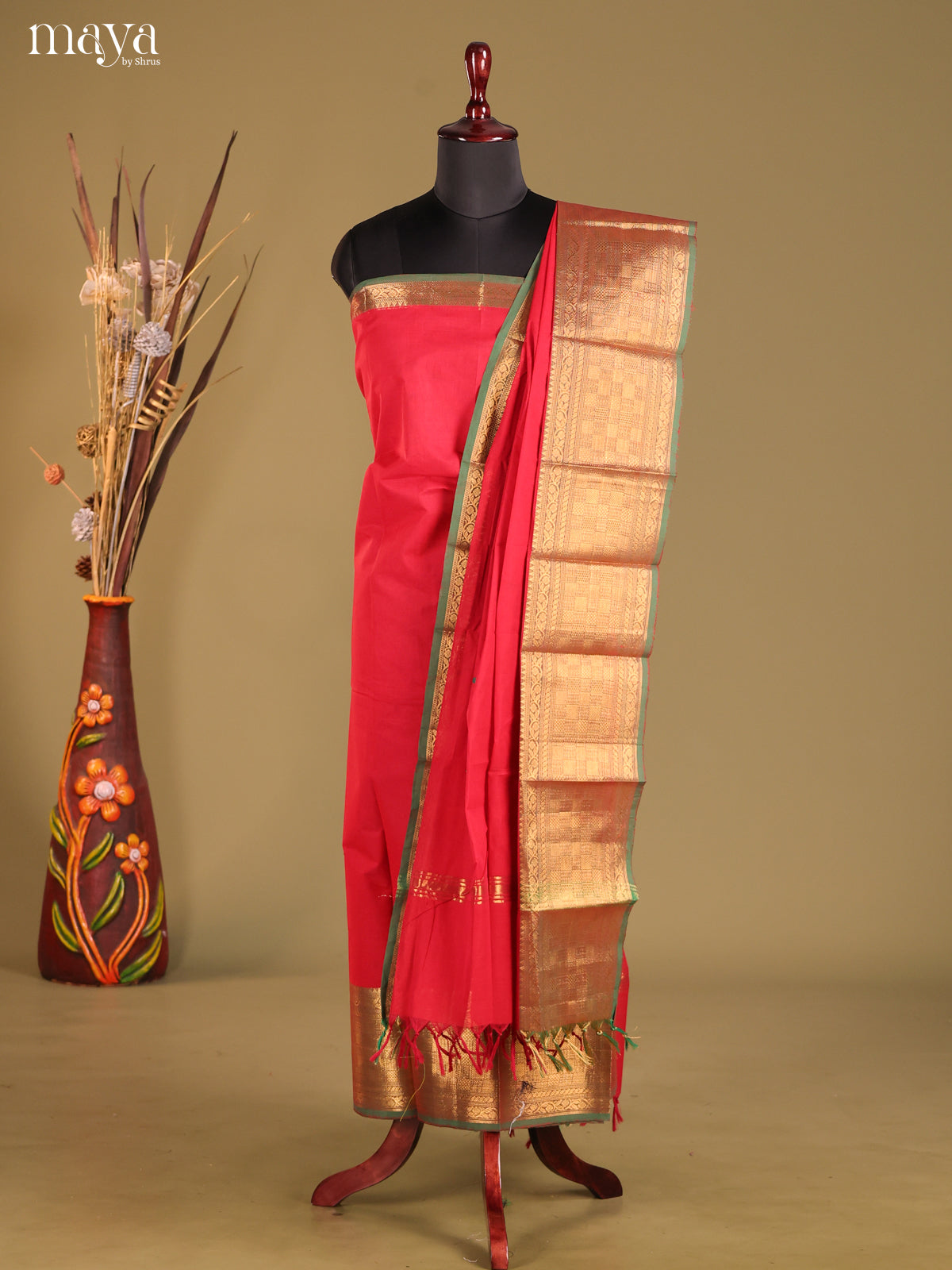 MDG25004-chettinad top & dupatta combo