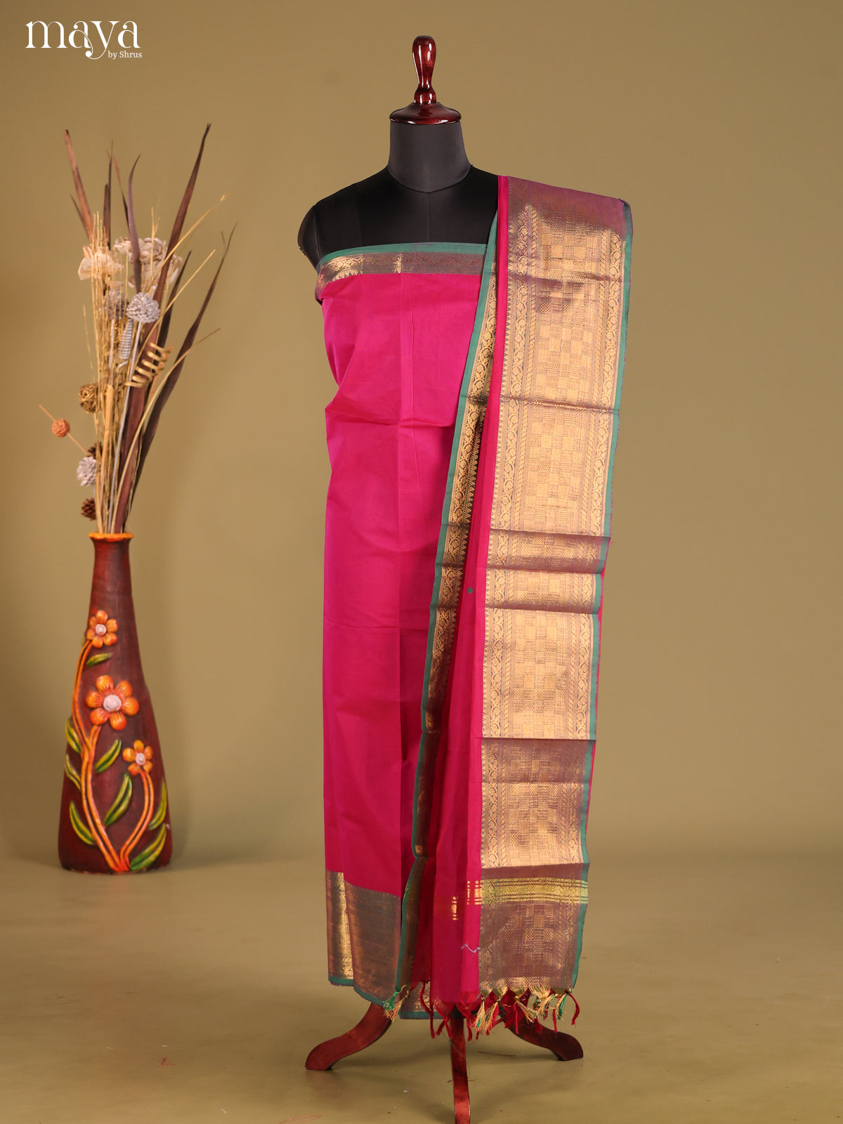 MDG25006-chettinad top & dupatta combo
