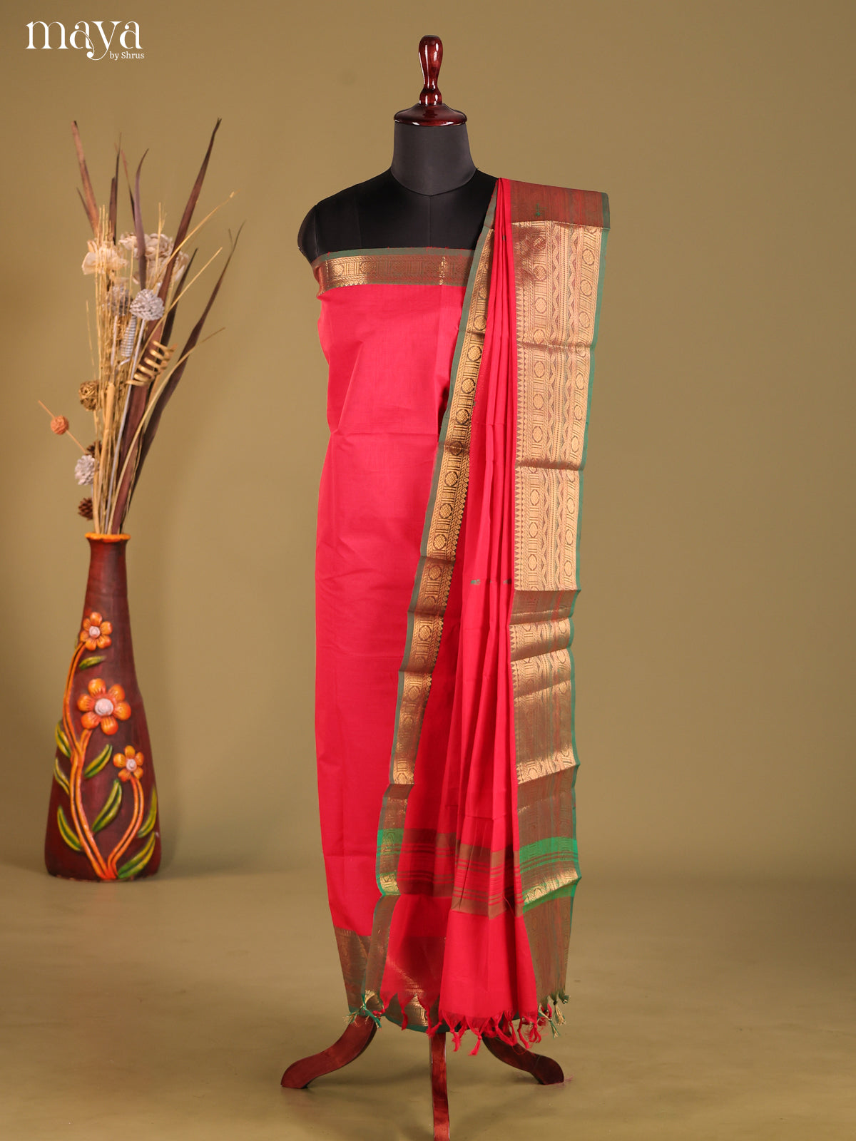 MDG25007-chettinad top & dupatta combo