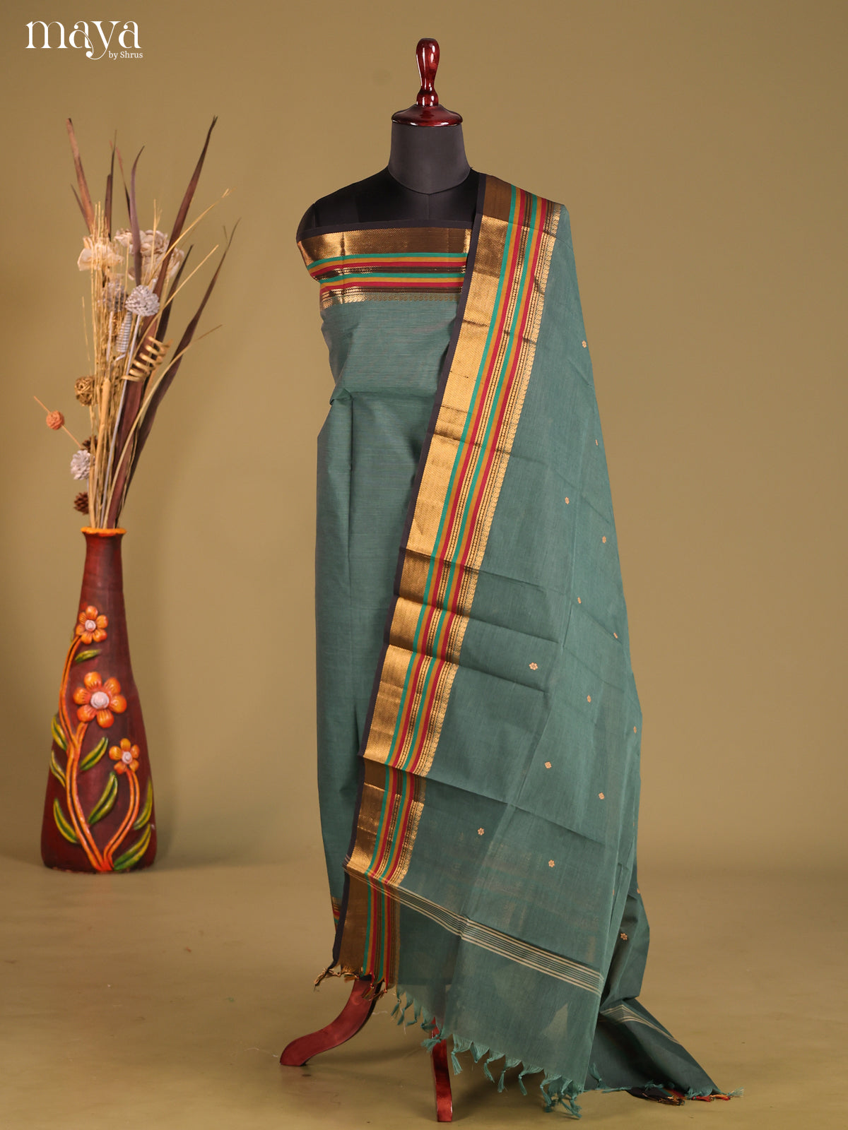 MDG25016-chettinad top & dupatta combo