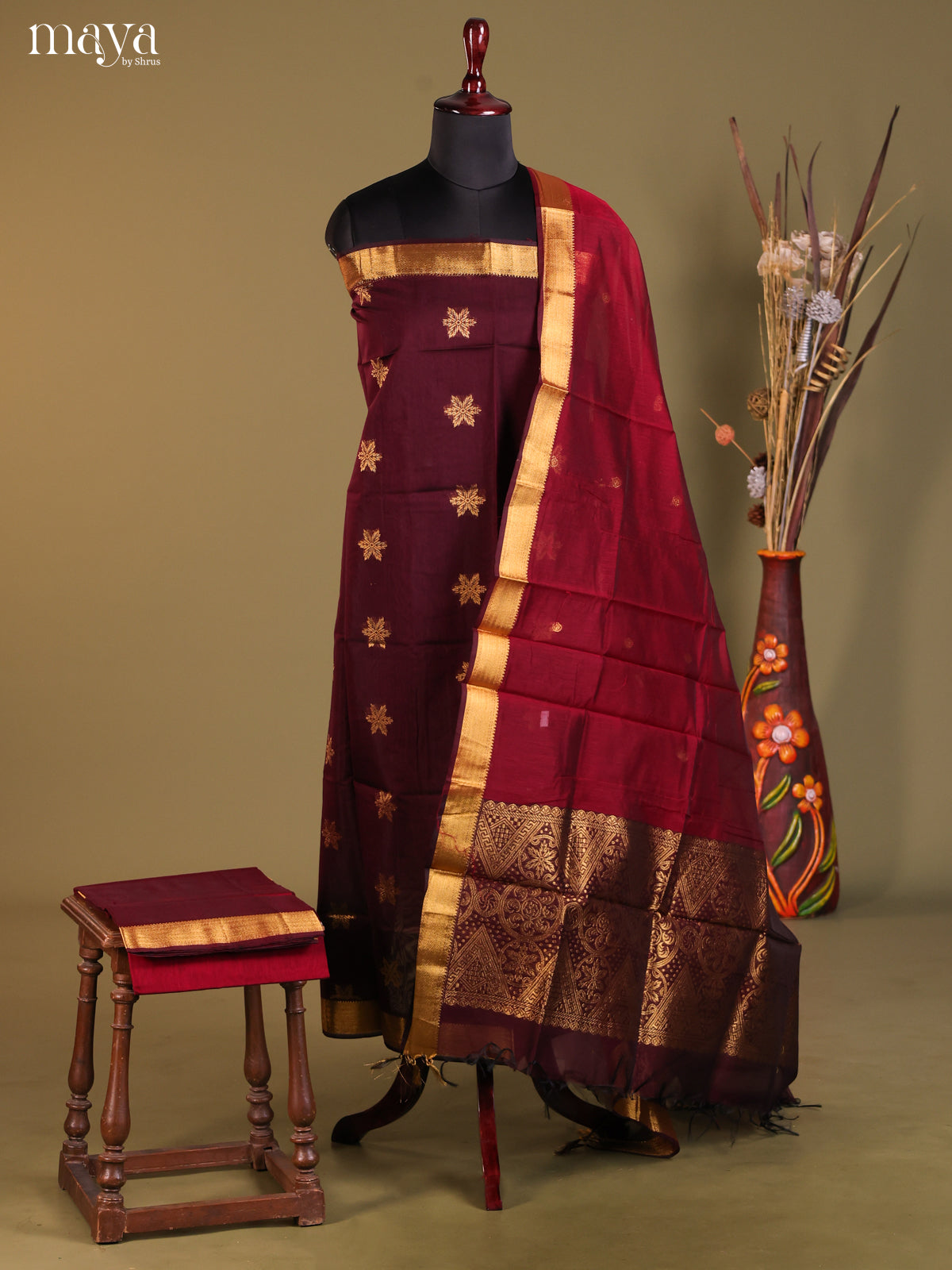 MDH02032-Semi silkcotton salwar unstitch