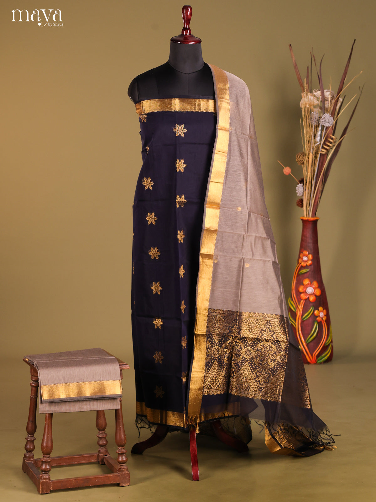 MDH02034-Semi silkcotton salwar unstitch