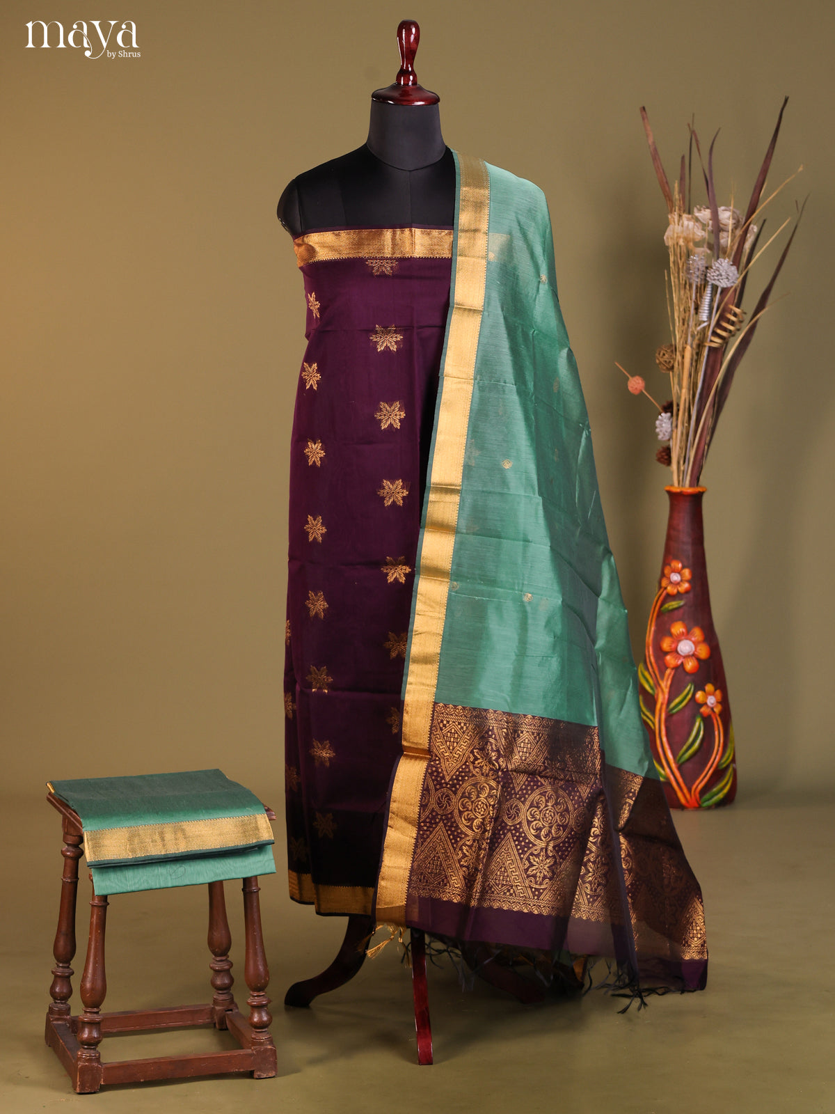 MDH02047-Semi silkcotton salwar unstitch