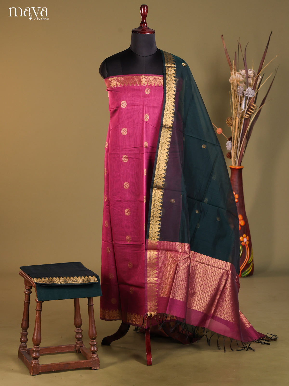 MDH02056-Semi silkcotton salwar unstitch