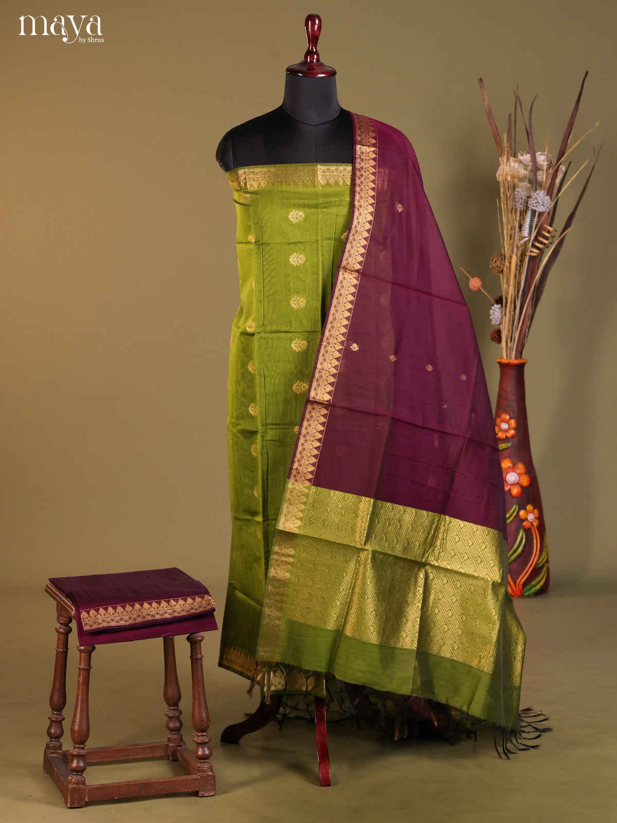 MDH02057-Semi silkcotton salwar unstitch
