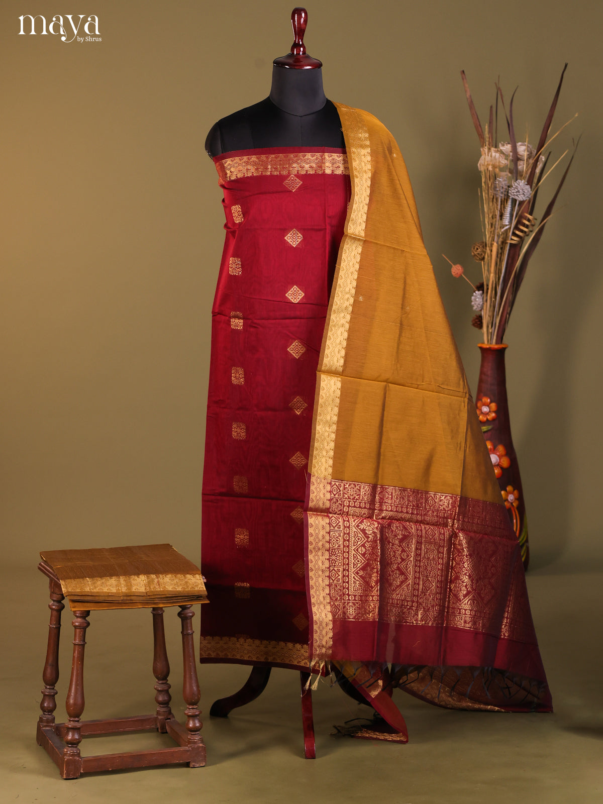 MDH02067-Semi silkcotton salwar unstitch