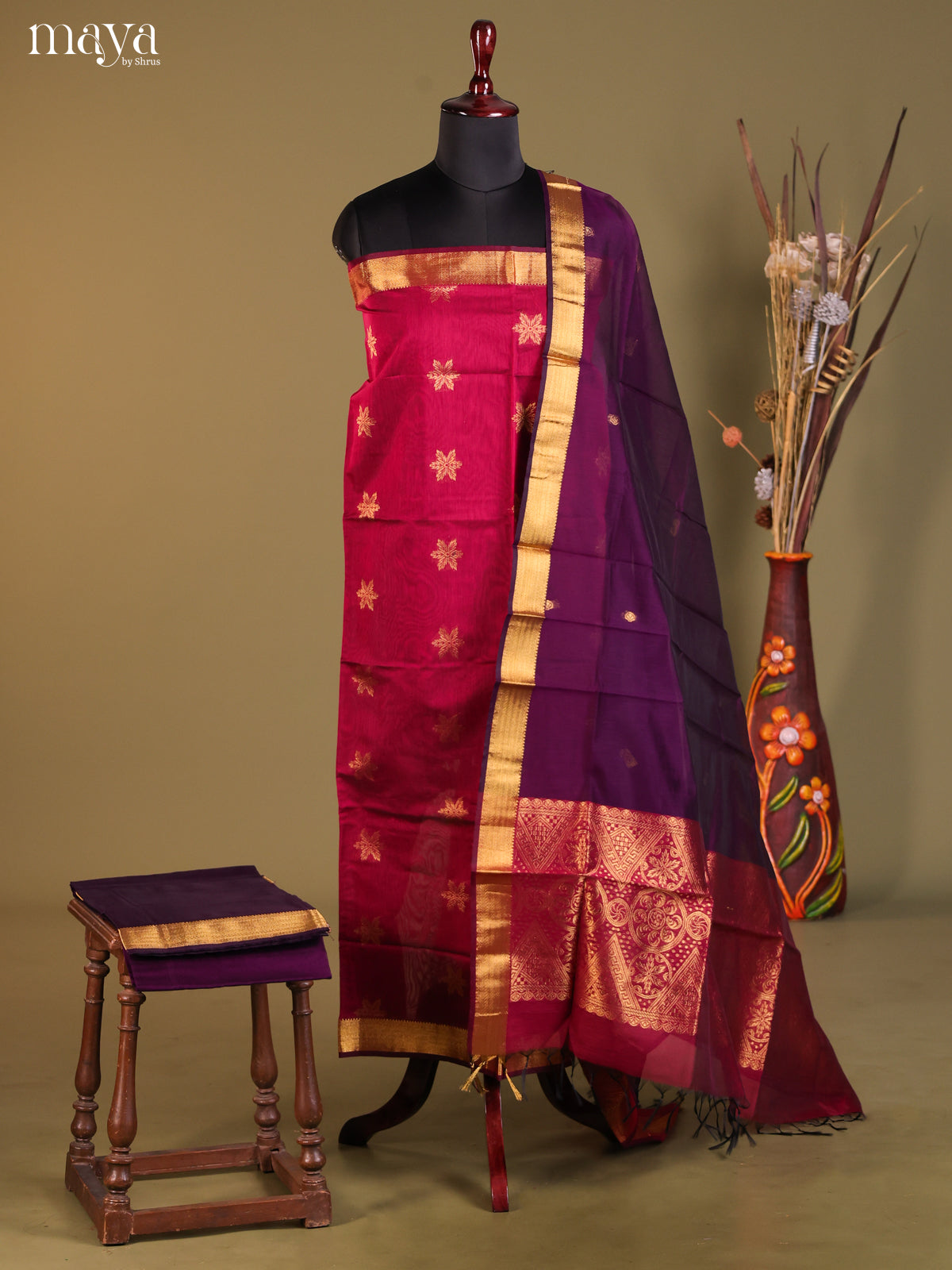 MDH02074-Semi silkcotton salwar unstitch