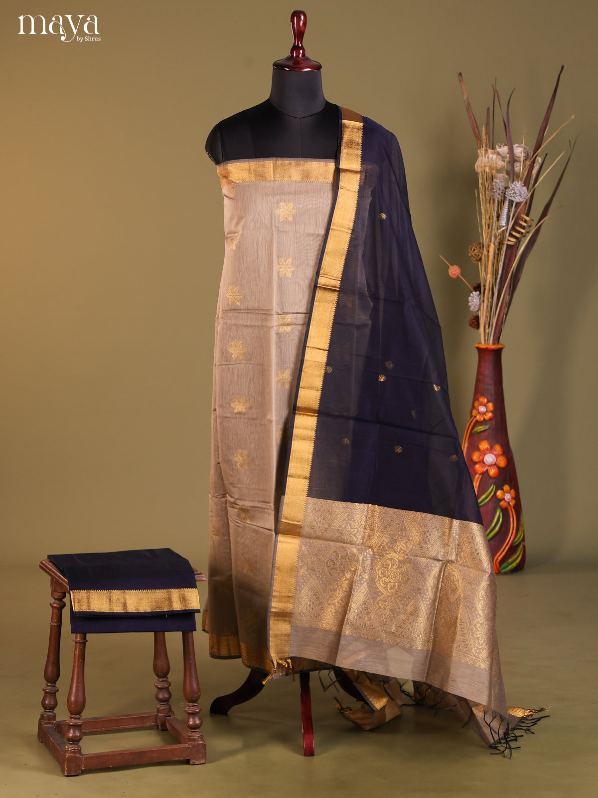 MDH02075-Semi silkcotton salwar unstitch