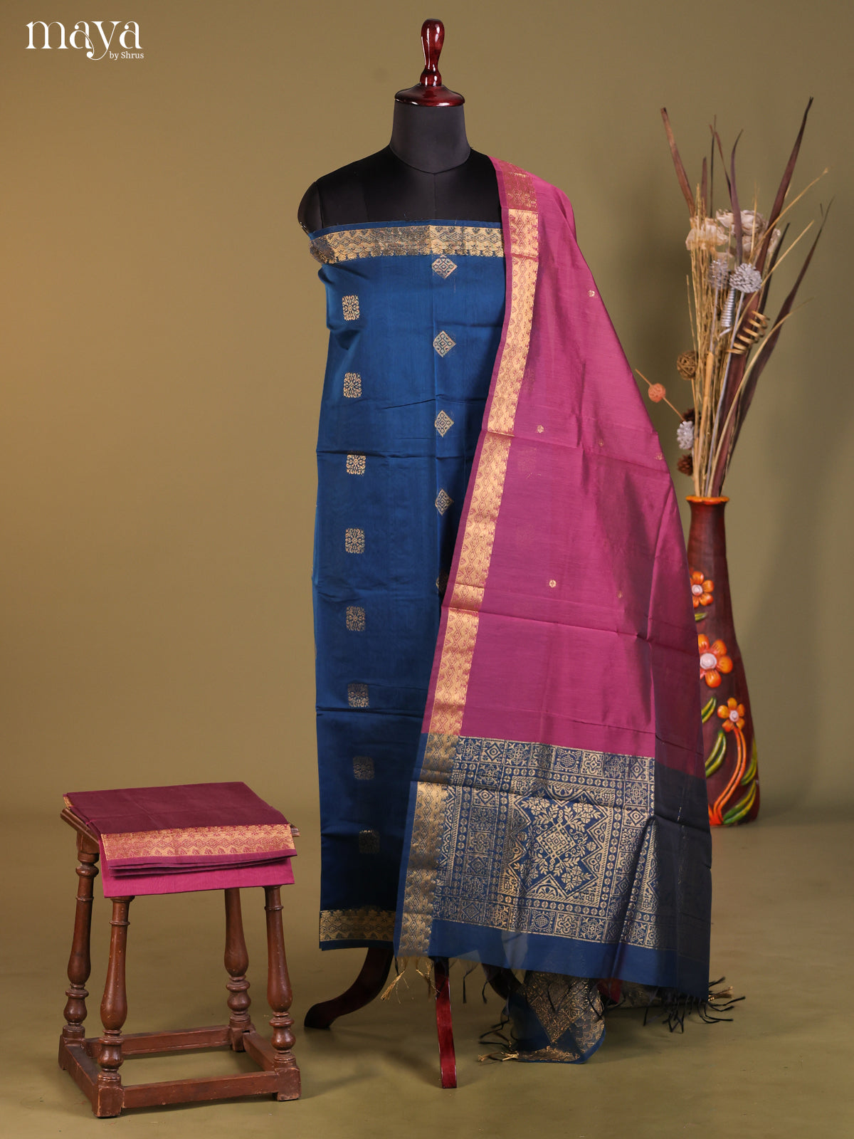 MDH02076-Semi silkcotton salwar unstitch