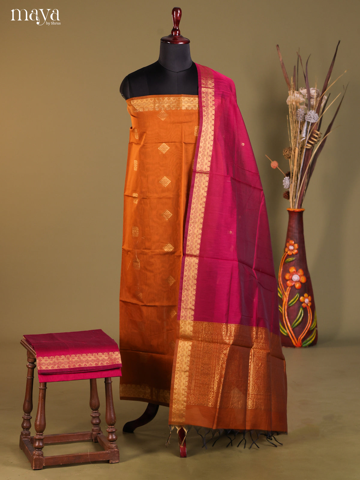 MDH02077-Semi silkcotton salwar unstitch