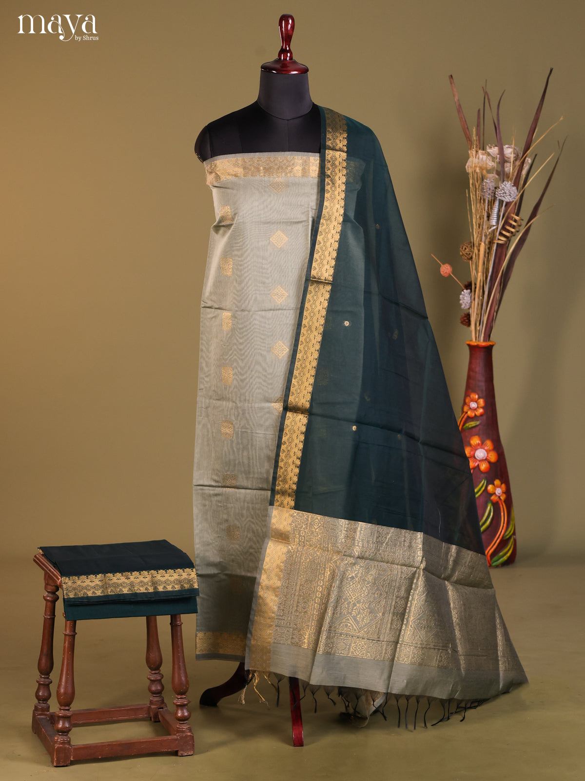 MDH02078-Semi silkcotton salwar unstitch