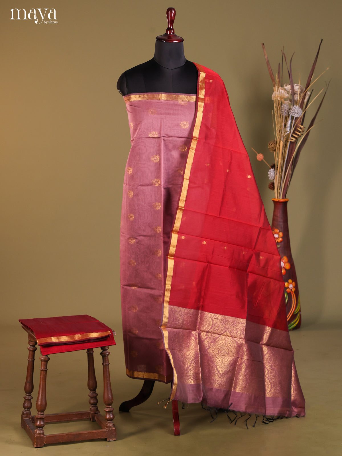 MDH02082-Semi silkcotton salwar unstitch