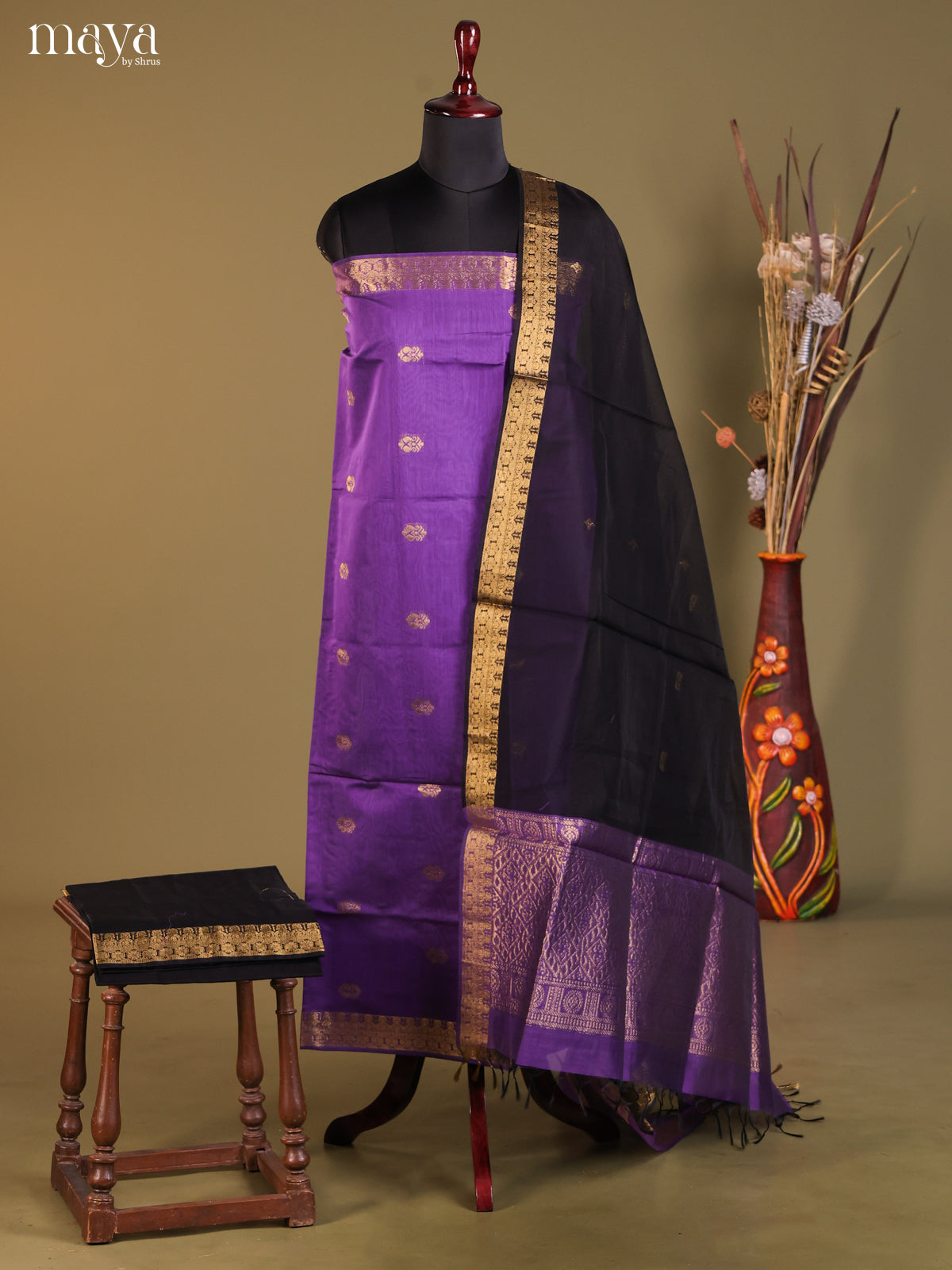 MDH02083-Semi silkcotton salwar unstitch