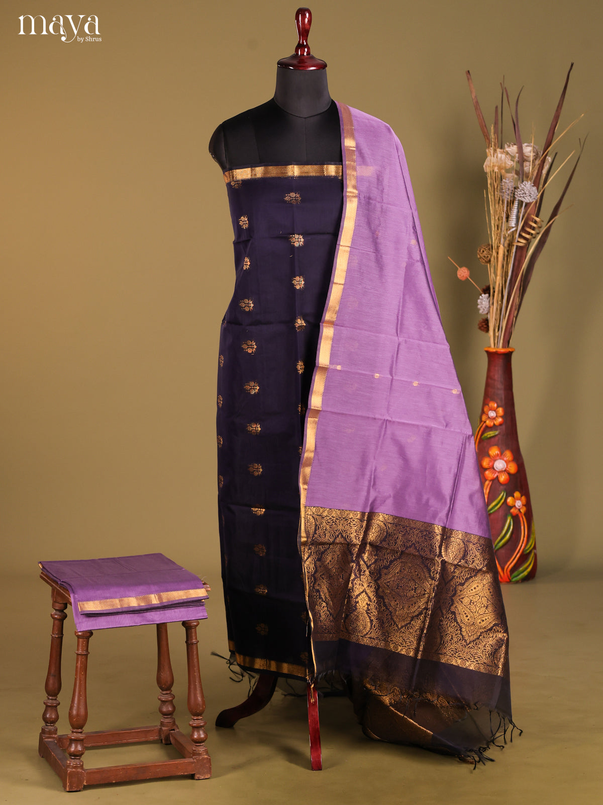 MDH02086-Semi silkcotton salwar unstitch