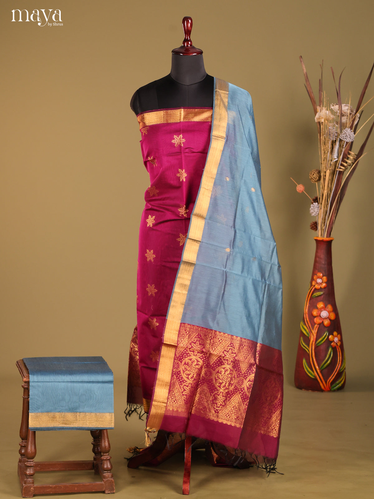 MDH02092-Semi silkcotton salwar unstitch
