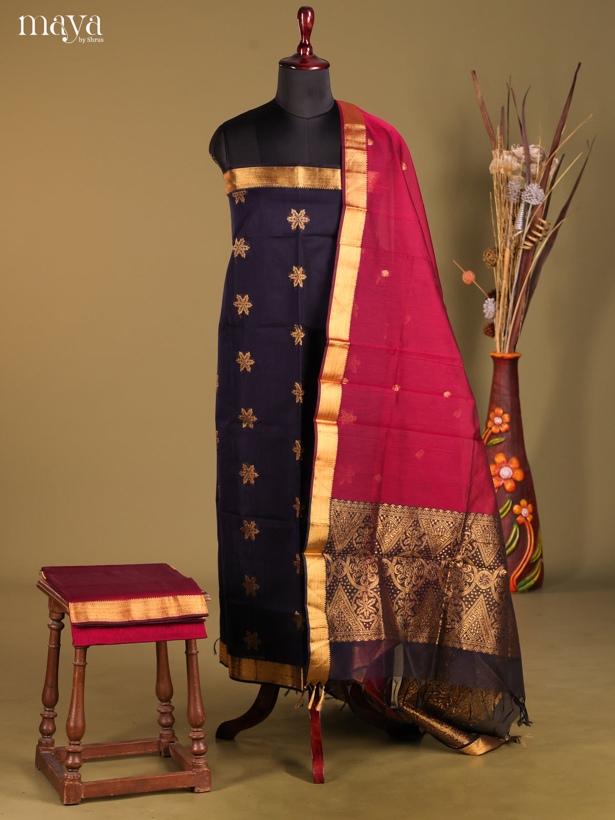 MDH02093-Semi silkcotton salwar unstitch