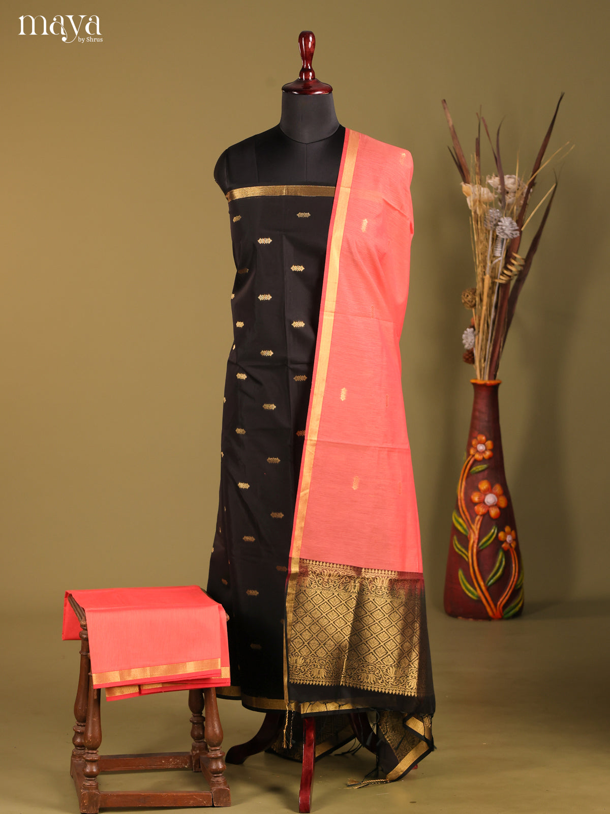 MDH02096-Semi silkcotton salwar unstitch