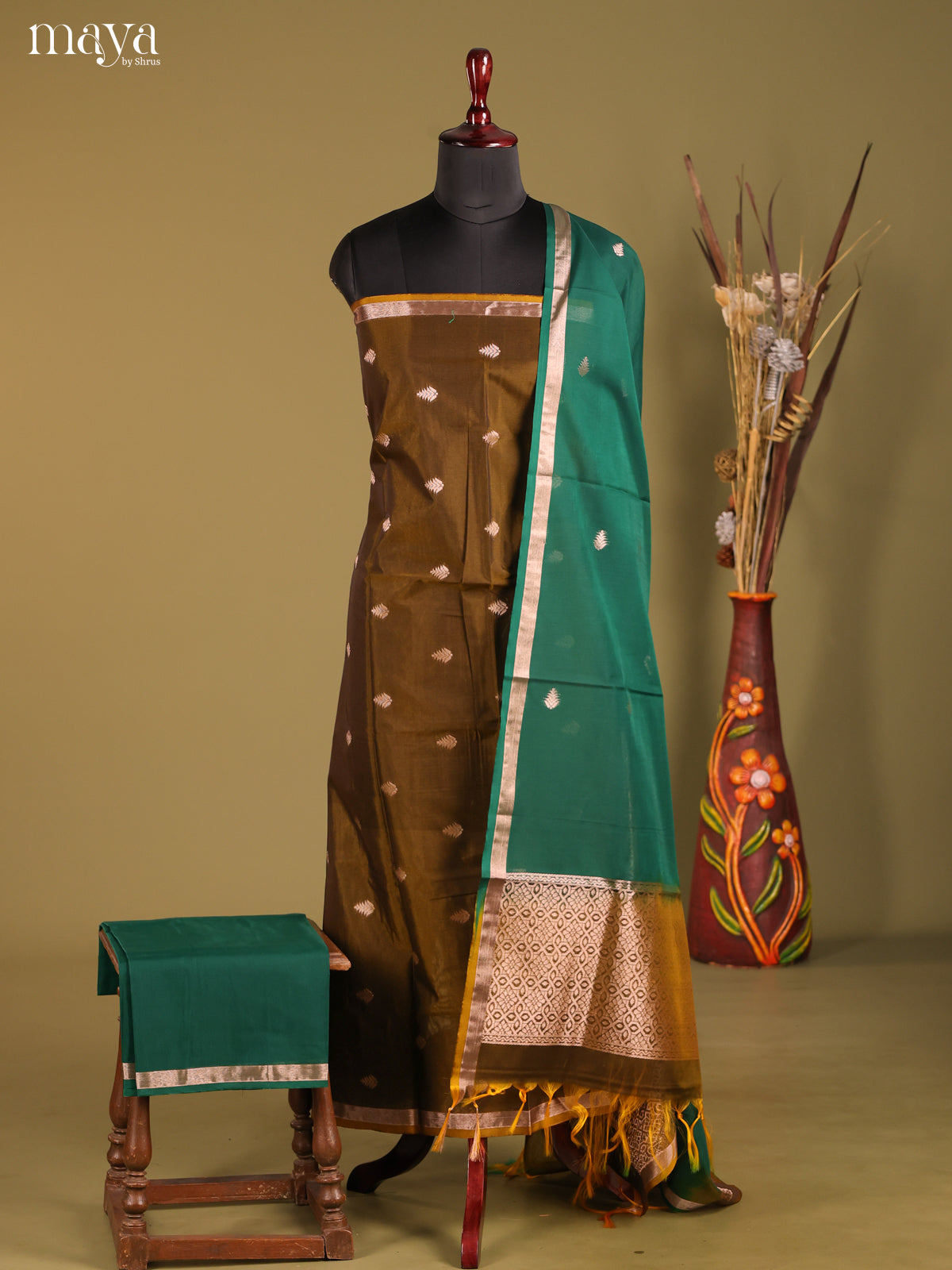 MDH02107-Semi silkcotton salwar unstitch