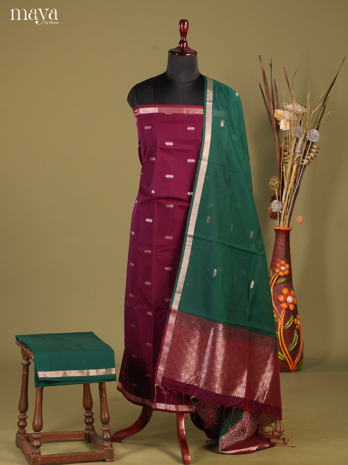 MDH02112-Semi silkcotton salwar unstitch