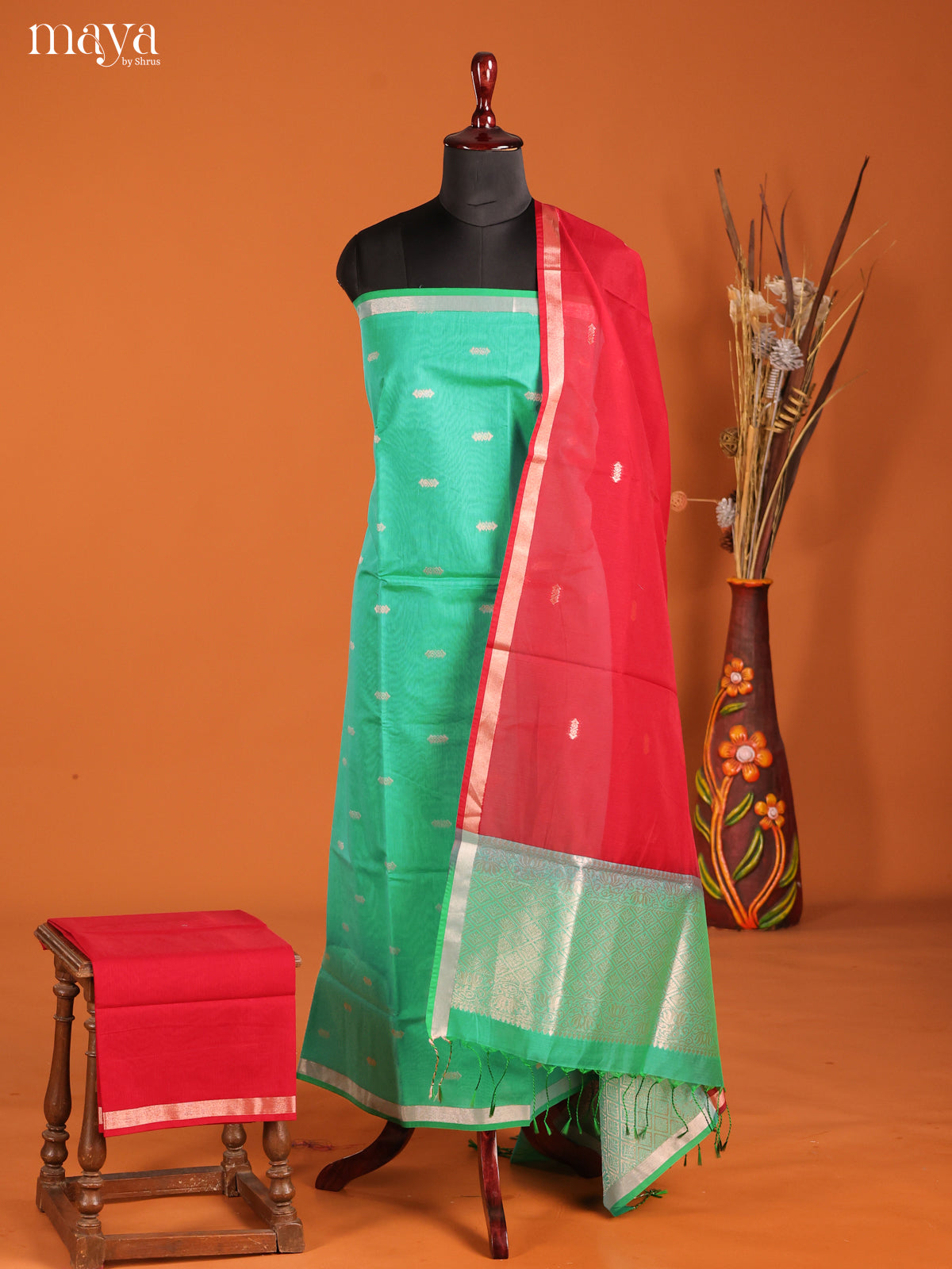 MDH02114-Semi silkcotton salwar unstitch