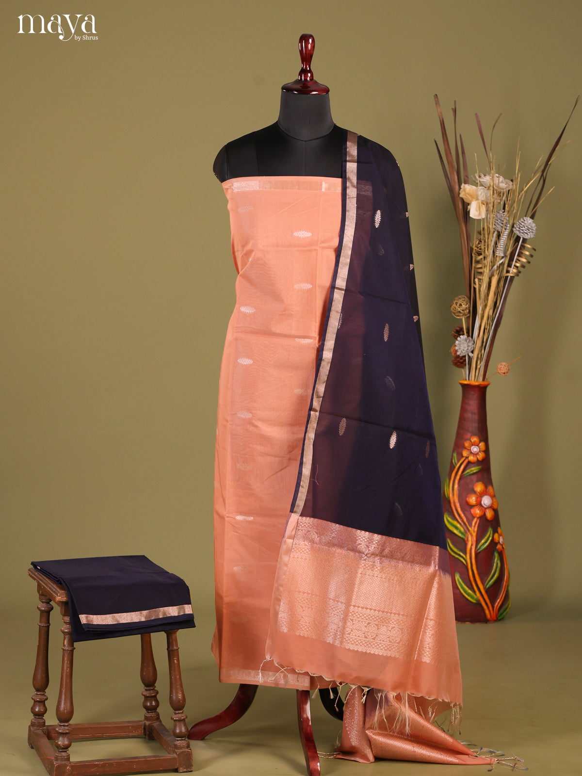 MDH02119-Semi silkcotton salwar unstitch