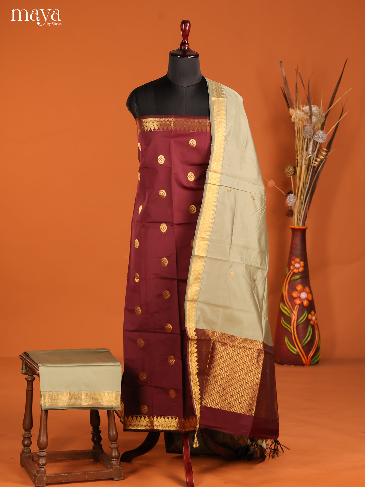 MDH05015-semi softsilk salwar Unstitch