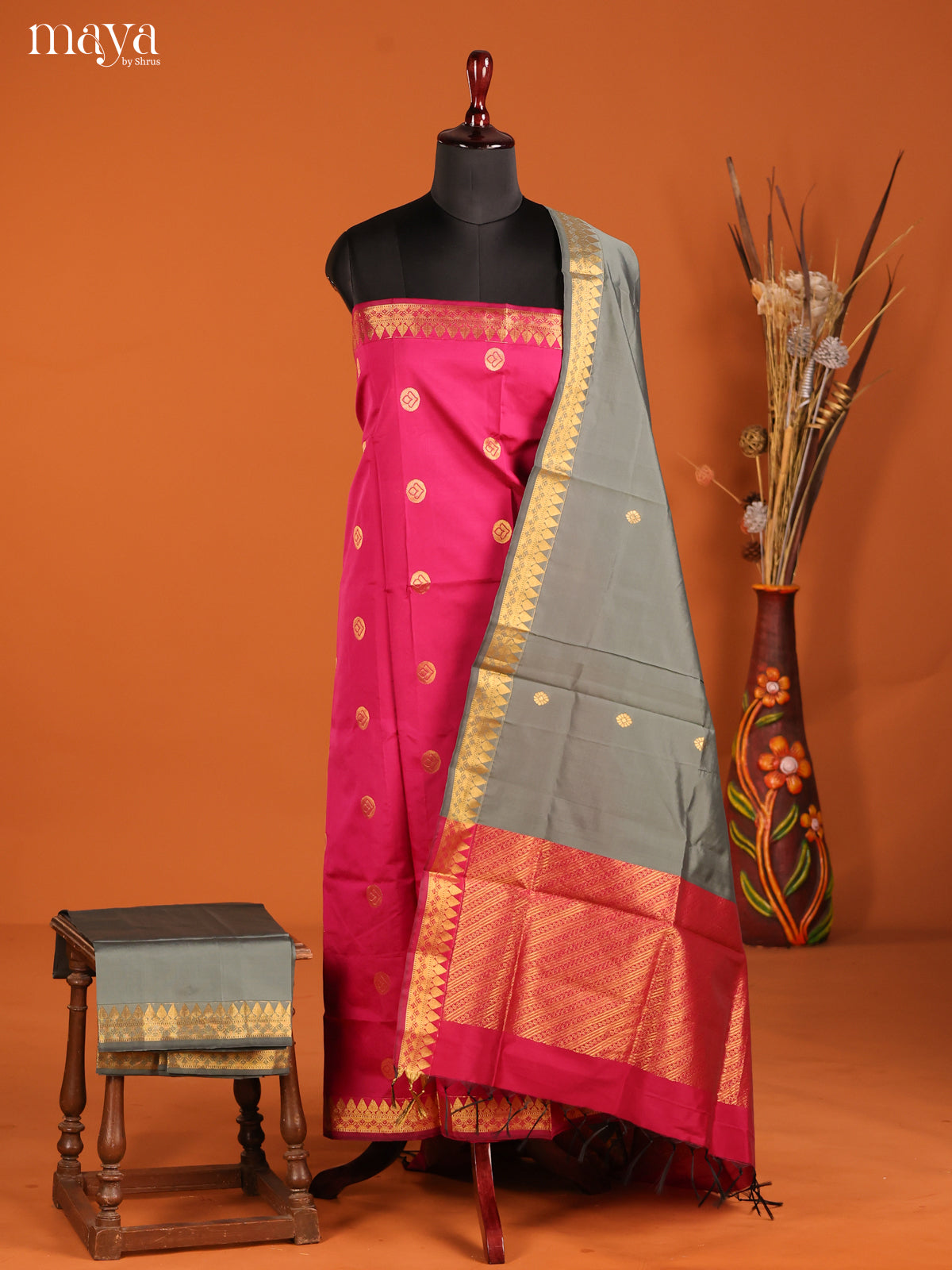 MDH05017-semi softsilk salwar Unstitch