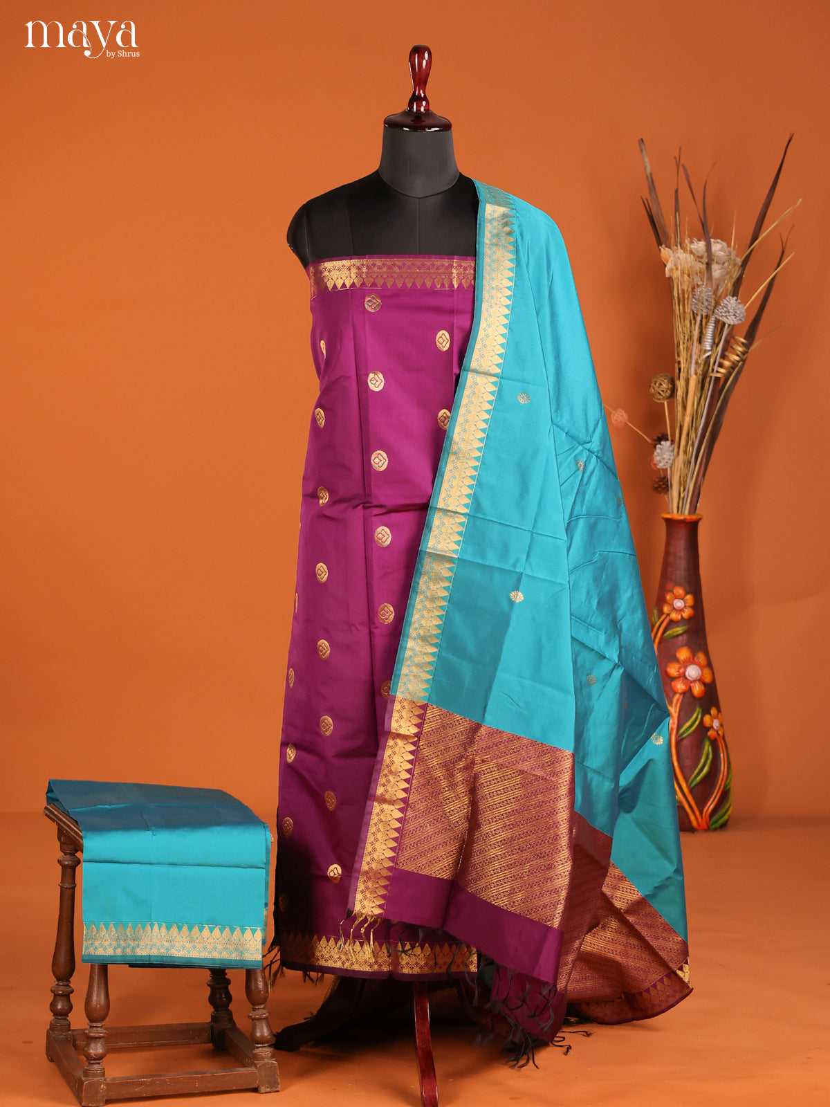 MDH05018-semi softsilk salwar Unstitch