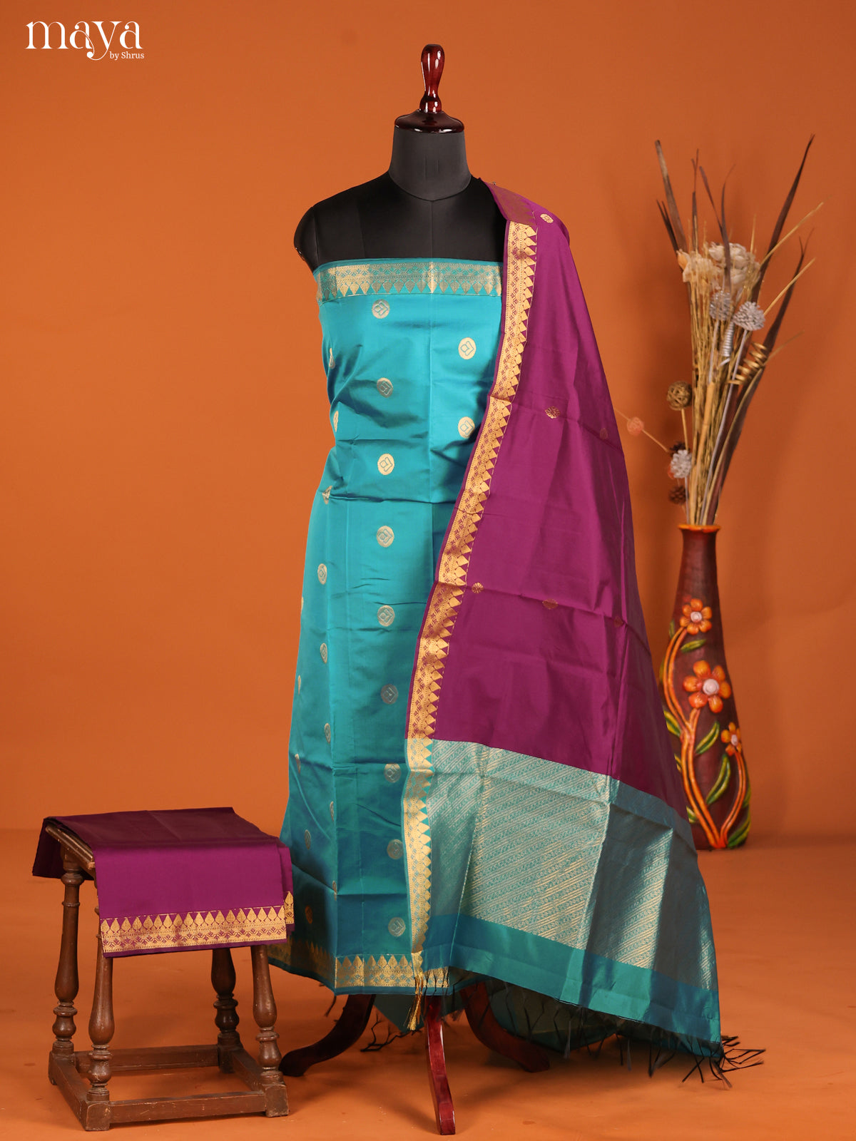 MDH05044-semi softsilk salwar Unstitch