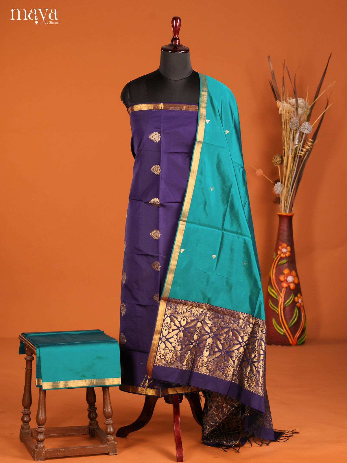 MDH05047-semi softsilk salwar Unstitch