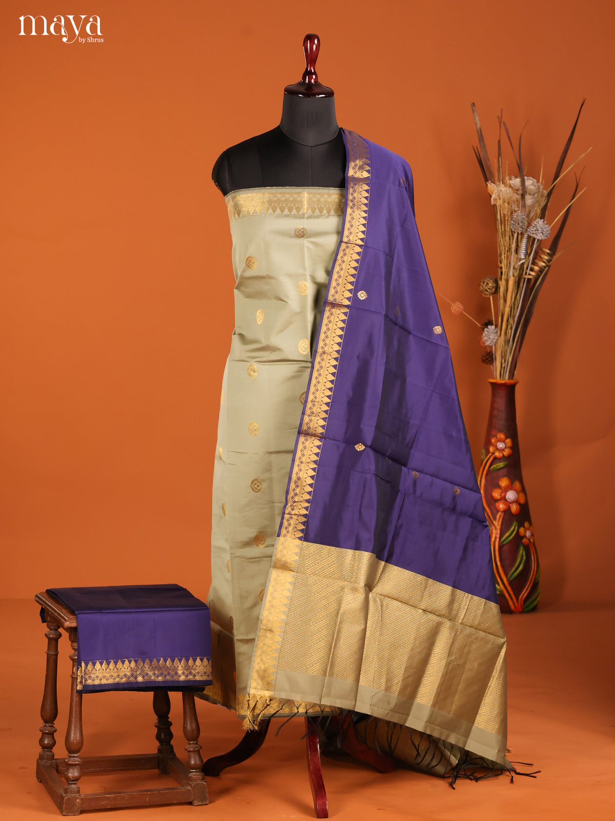 MDH05065-semi softsilk salwar Unstitch