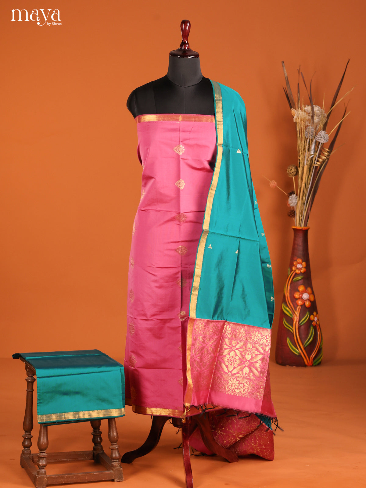 MDH05067-semi softsilk salwar Unstitch