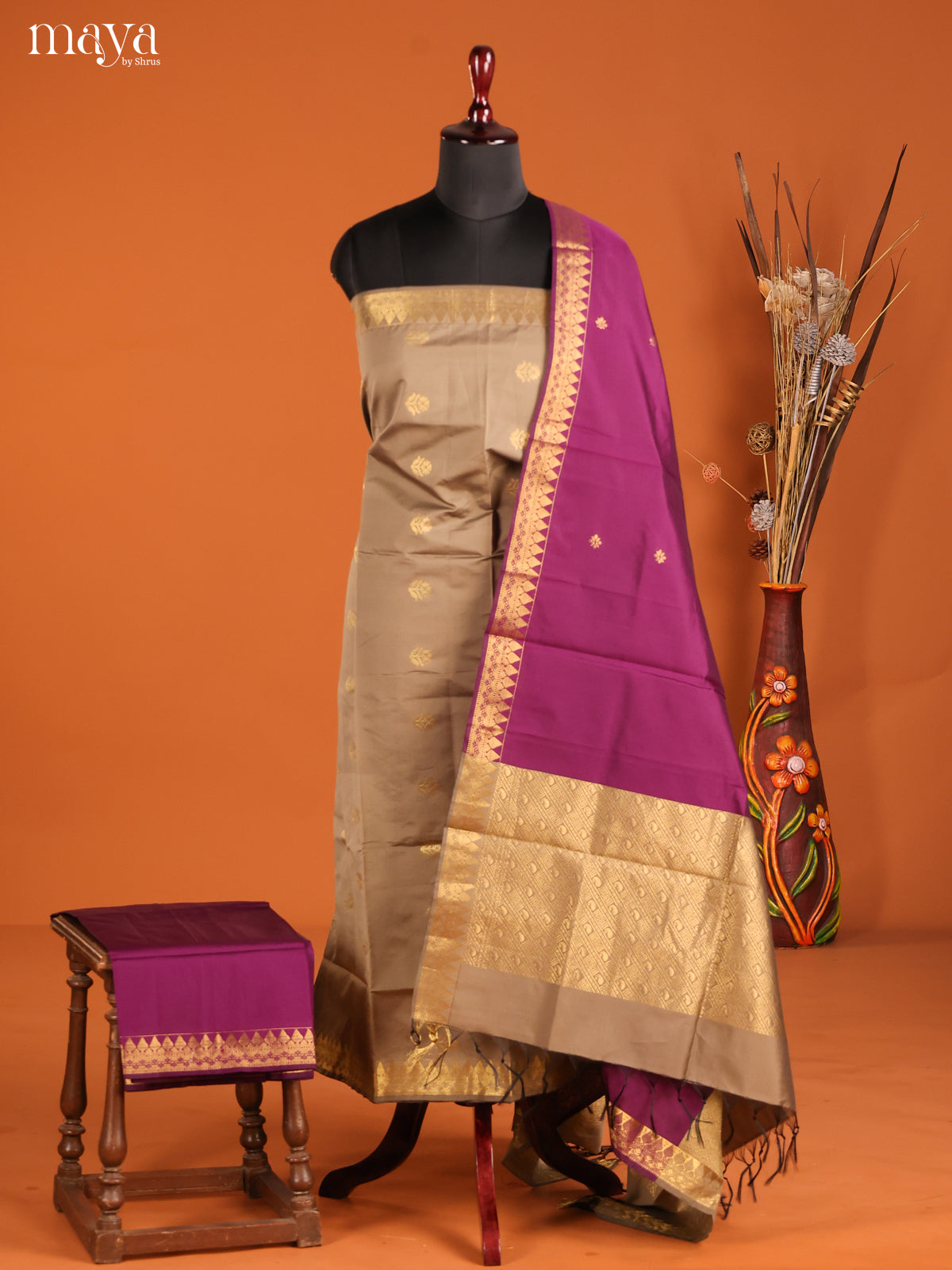 MDH05070-semi softsilk salwar Unstitch