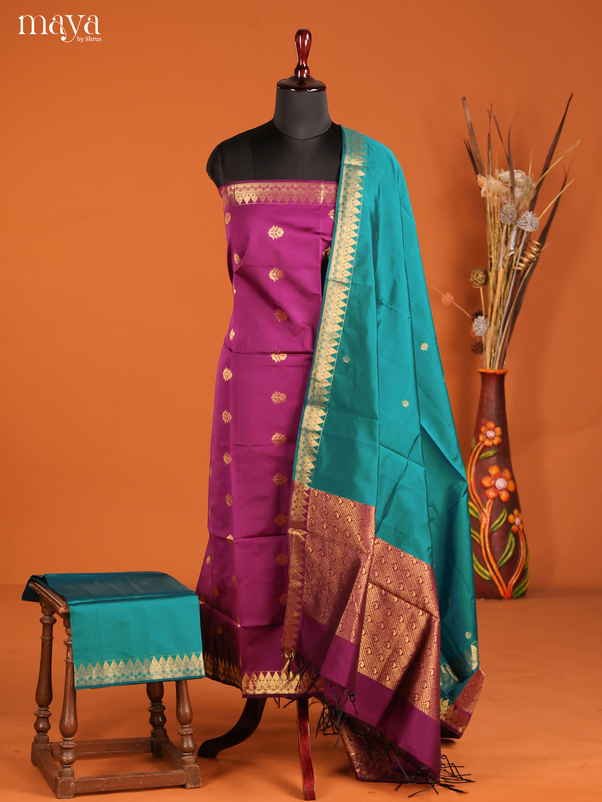 MDH05073-semi softsilk salwar Unstitch