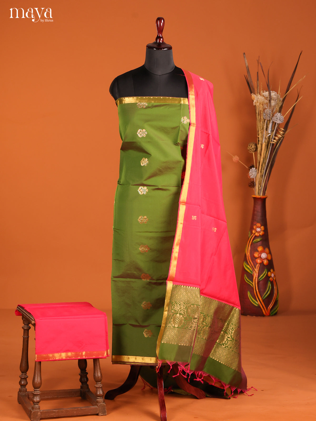 MDH05080-semi softsilk salwar Unstitch