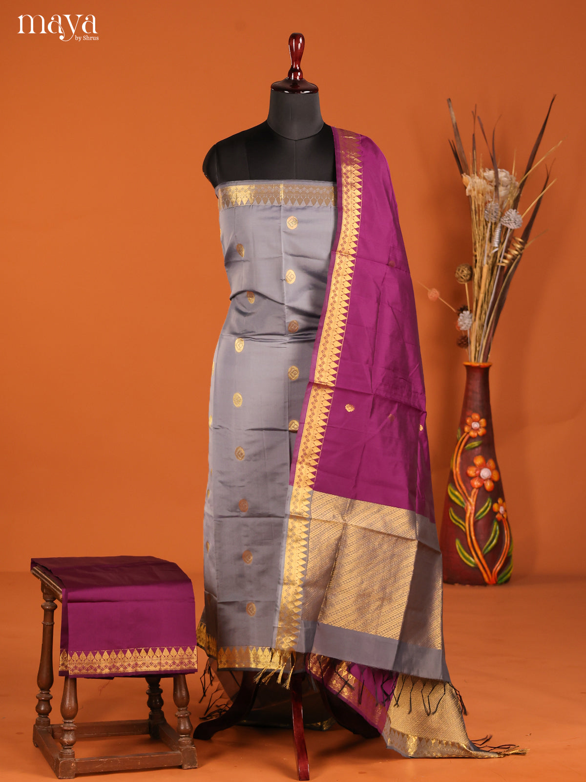 MDH05084-semi softsilk salwar Unstitch