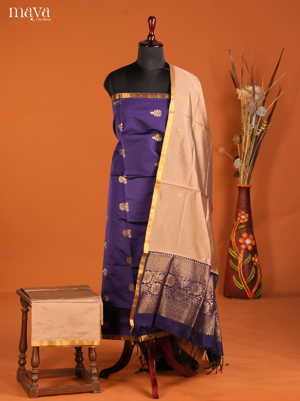 MDH05085-semi softsilk salwar Unstitch