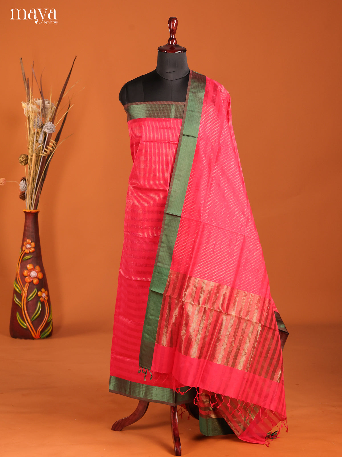 MDH06003-maheswarisico top & dupatta combo