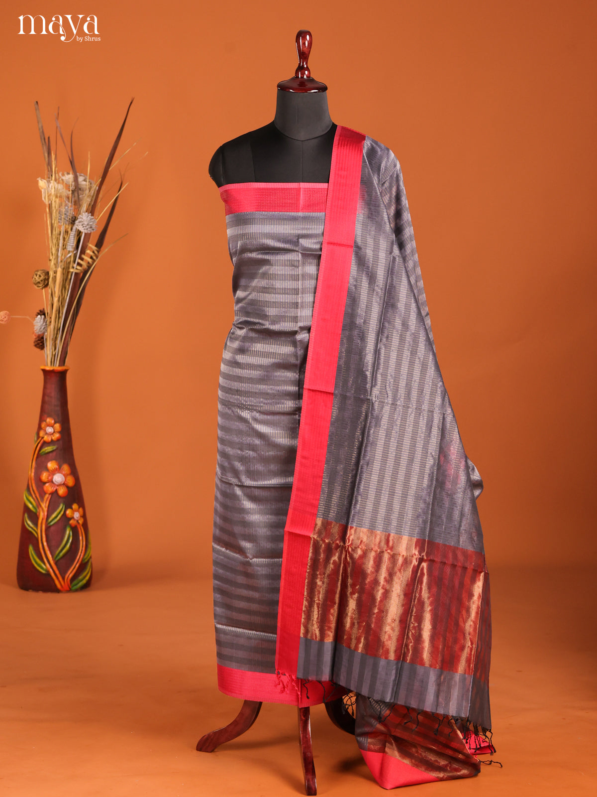 MDH06005-maheswarisico top & dupatta combo