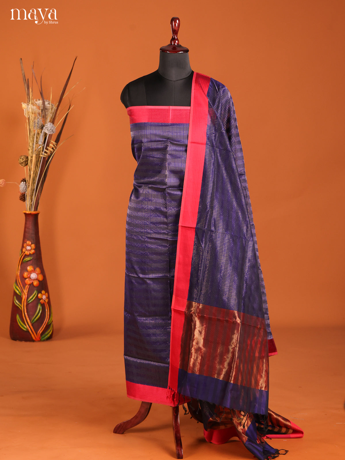 MDH06009-maheswarisico top & dupatta combo
