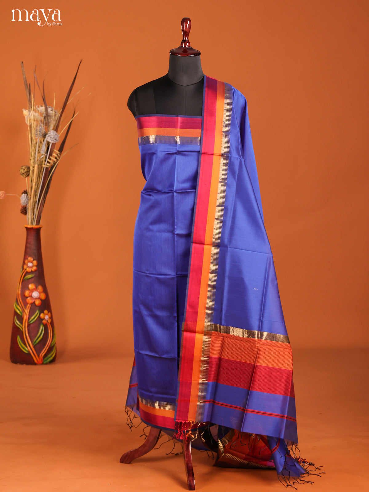 MDH06015-maheswarisico top & dupatta combo