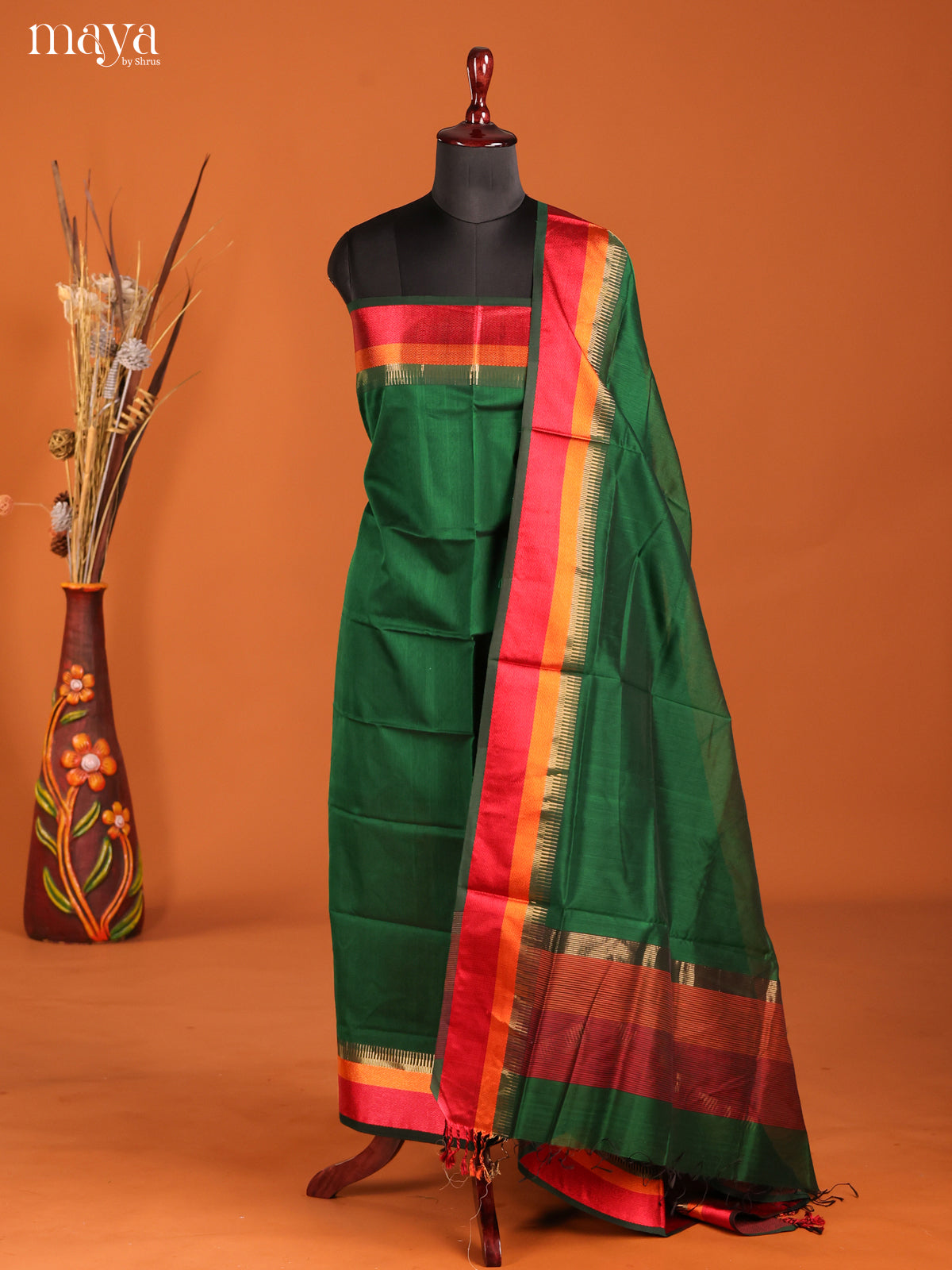 MDH06016-maheswarisico top & dupatta combo