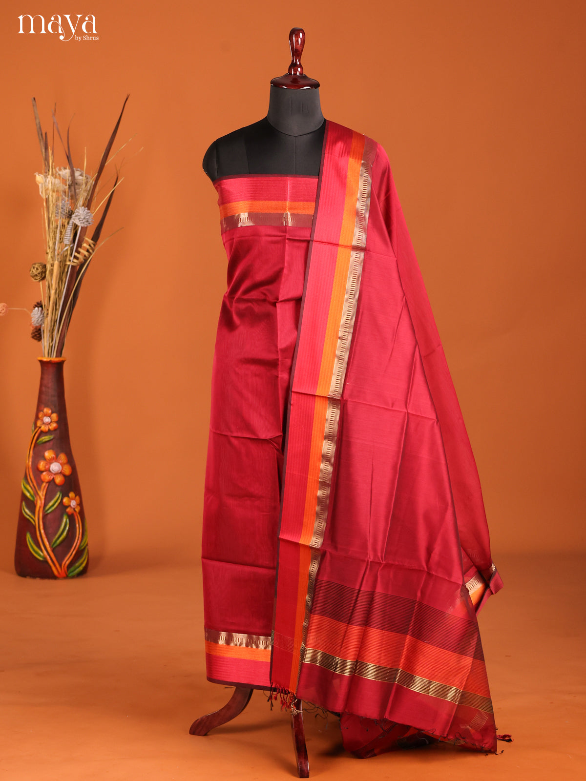 MDH06017-maheswarisico top & dupatta combo