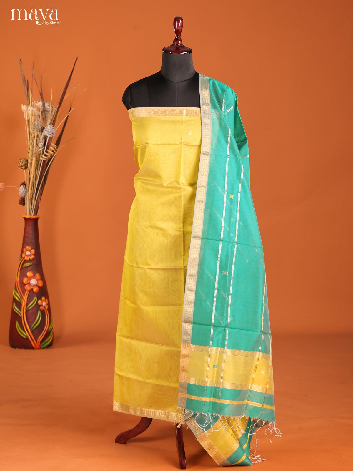 MDH06019-maheswarisico top & dupatta combo